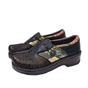 L' Artiste by Springstep Womens Leather Floral Clogs, Slip On Shoes, 41/ 9.5-10